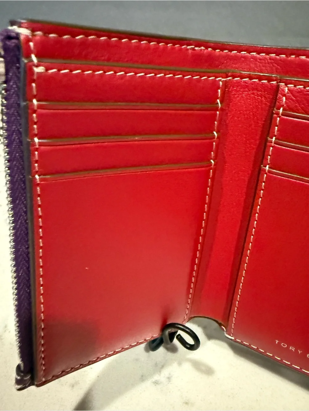 Purple Leather Turnlock Wallet